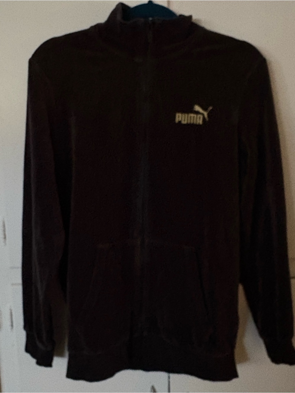 Puma Black Velvet Zip Jacket with Gold Logo